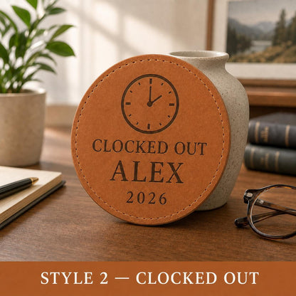 Style 2 retirement leather coasters