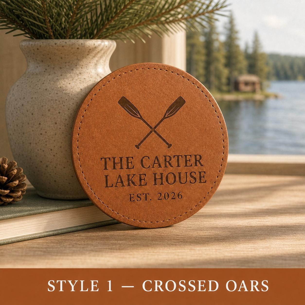 Lake House Leather Coasters