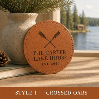 Lake House Leather Coasters