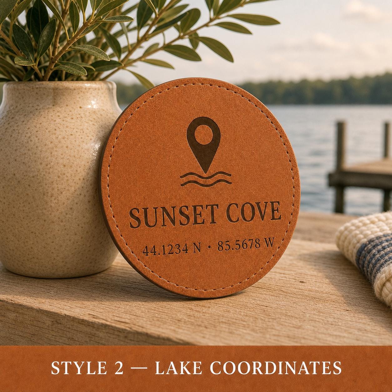 Lake House Leather Coasters