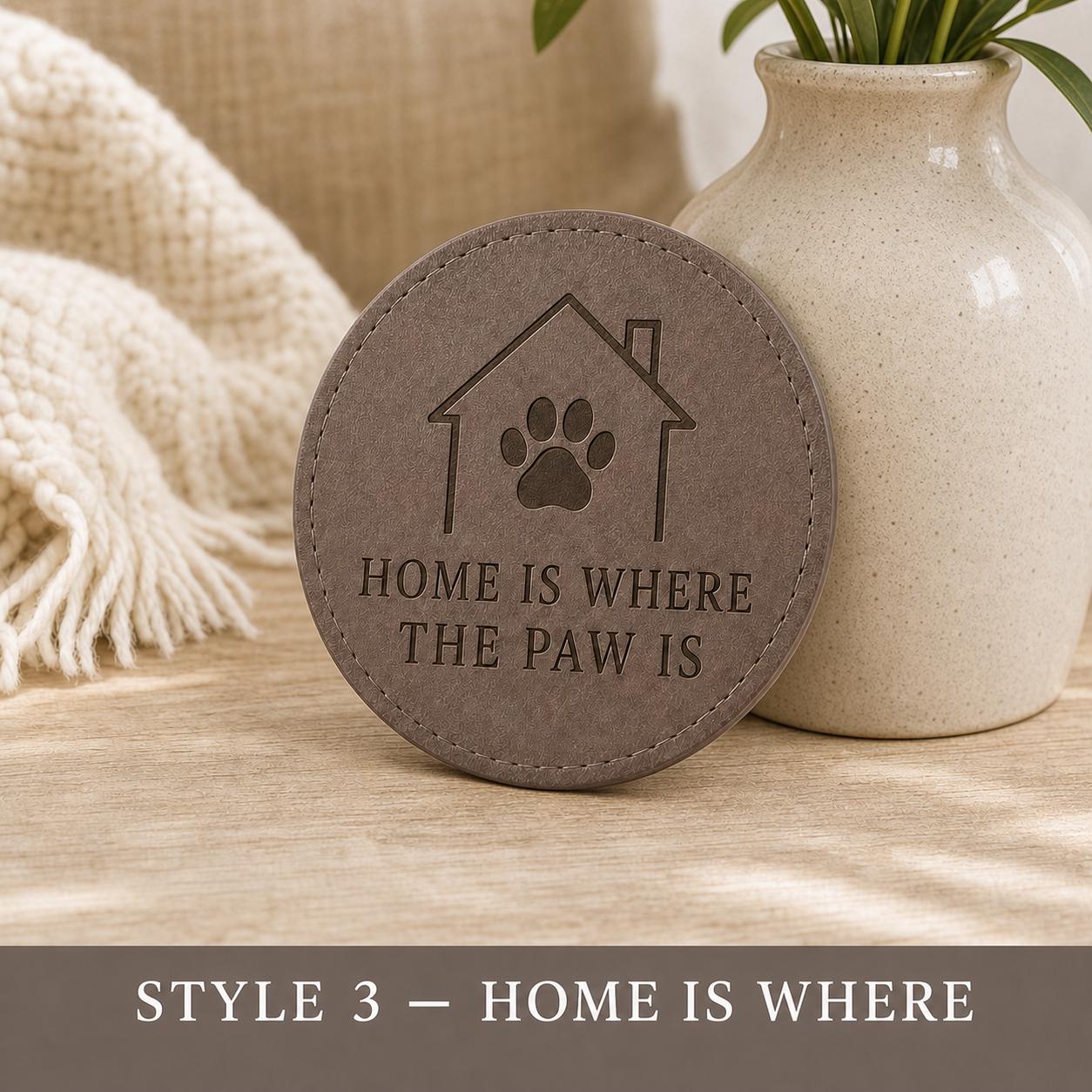 Style 3 pet name leather coasters