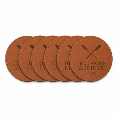 Lake House Leather Coasters