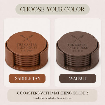 Lake House Leather Coasters