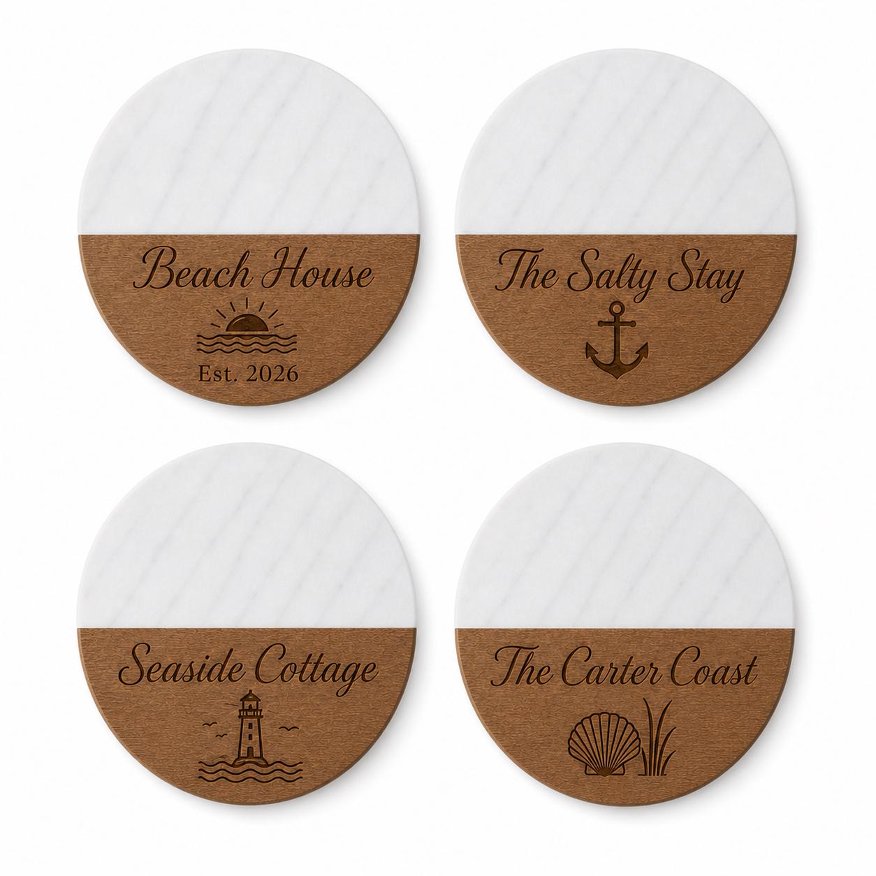 Beach House Marble & Wood Coasters product image 2