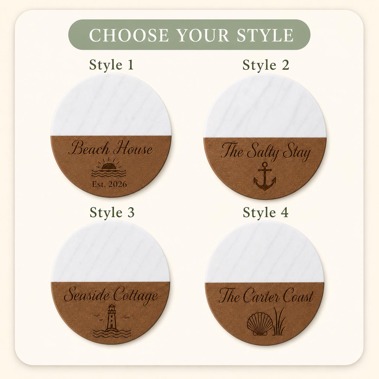 Beach House Marble & Wood Coasters product image 3