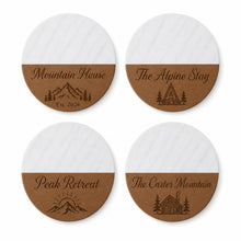 Mountain Cabin Marble & Wood Coasters