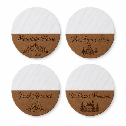 Mountain Cabin Marble & Wood Coasters product image 2