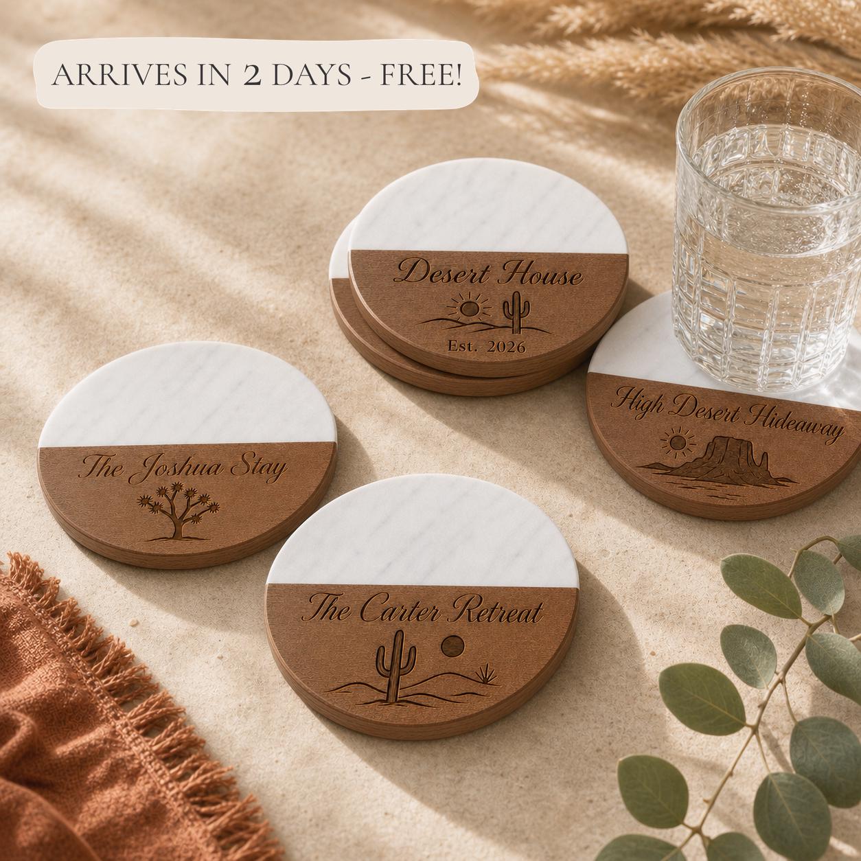 Desert House Marble & Wood Coasters