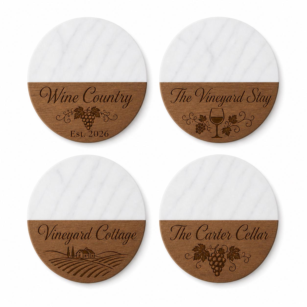 Wine Country Marble & Wood Coasters product image 2