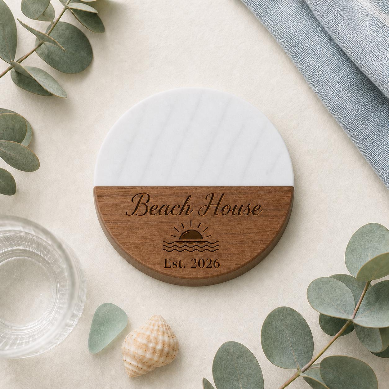 Beach House Marble & Wood Coasters product image 5
