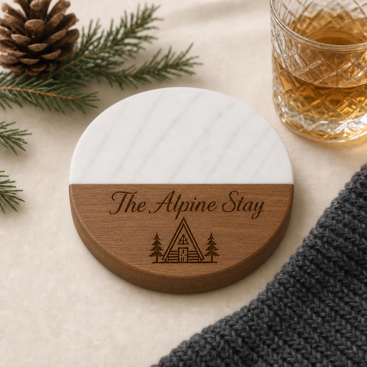 Mountain Cabin Marble & Wood Coasters product image 6