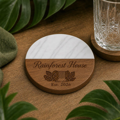 Rainforest Lodge Marble & Wood Coasters product image 5