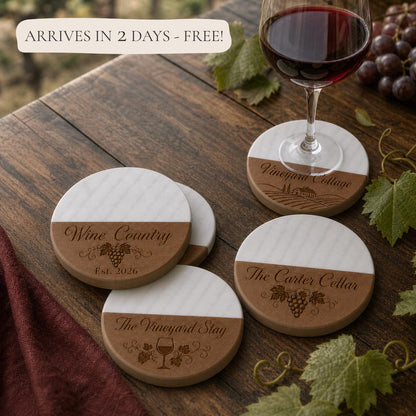 Wine Country Marble & Wood Coasters