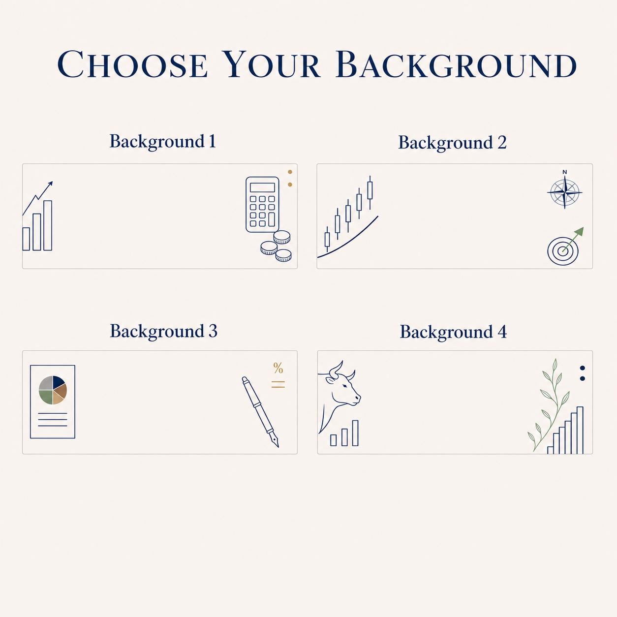 Four profession-inspired backgrounds for the financial advisor acrylic nameplate