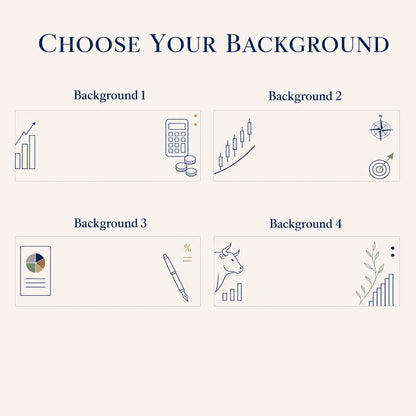 Four profession-inspired backgrounds for the financial advisor acrylic nameplate