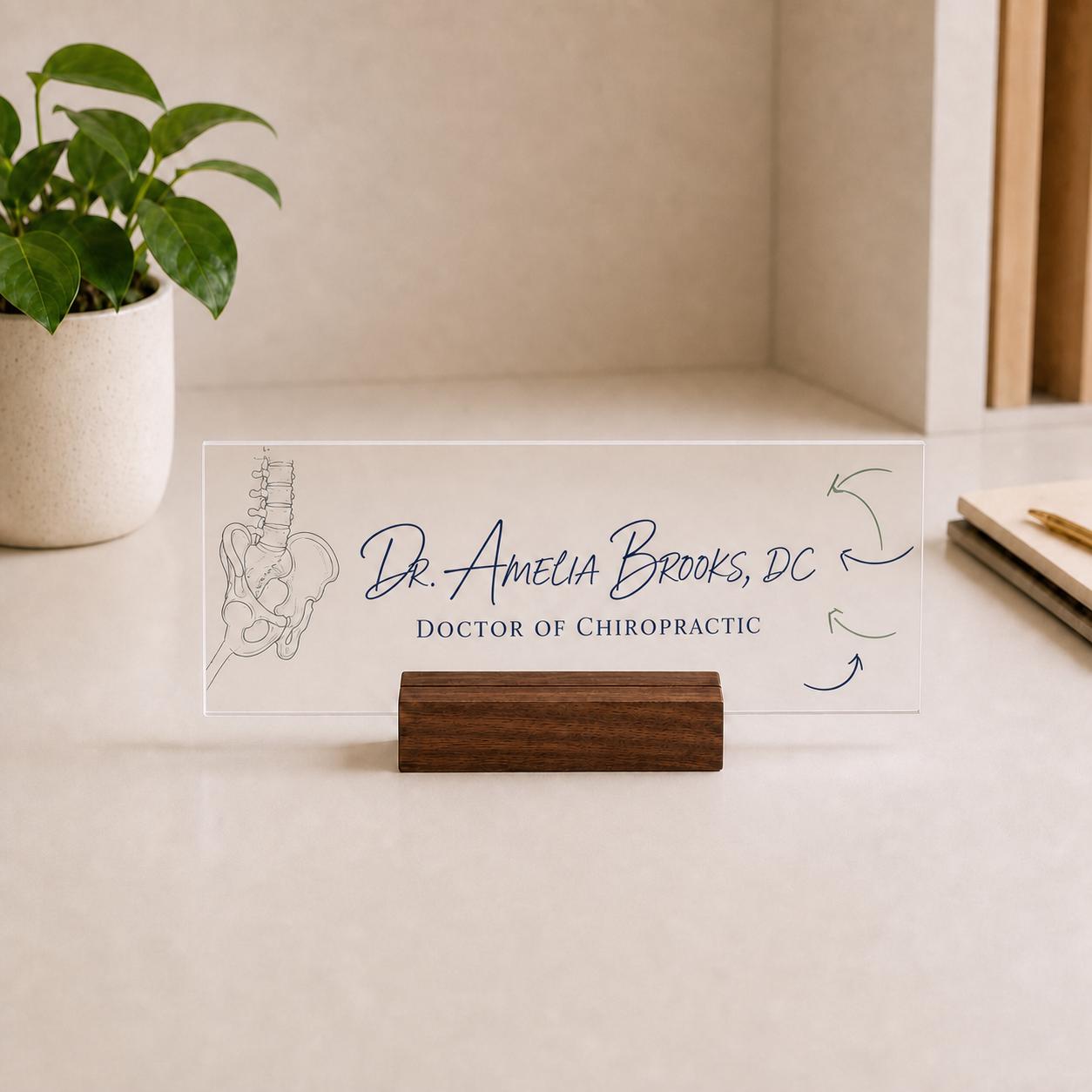 Personalized chiropractor acrylic nameplate design example