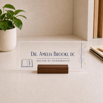 Personalized chiropractor acrylic nameplate design example