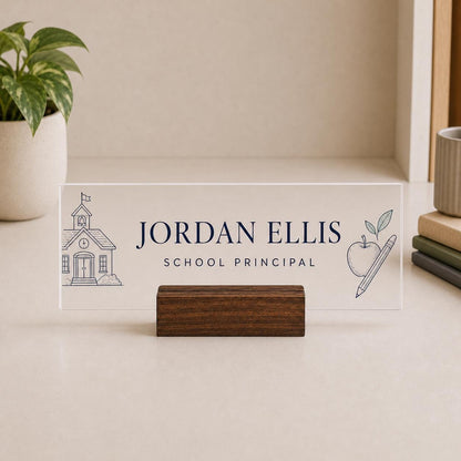Personalized principal acrylic nameplate design example