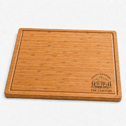 Personalized Camping Cutting Board shown in clean white catalog view.
