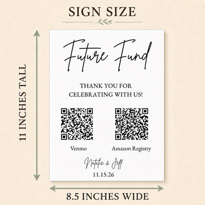 Exact sign dimensions showing eleven inches tall by eight and one half inches wide