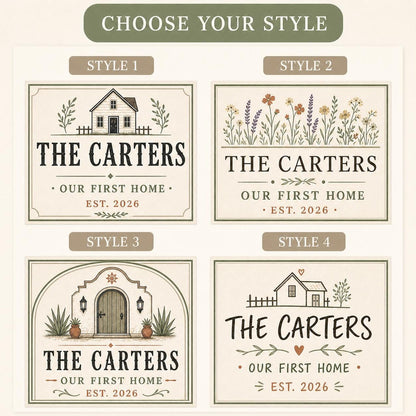 Choose from four coordinated first home candle label styles