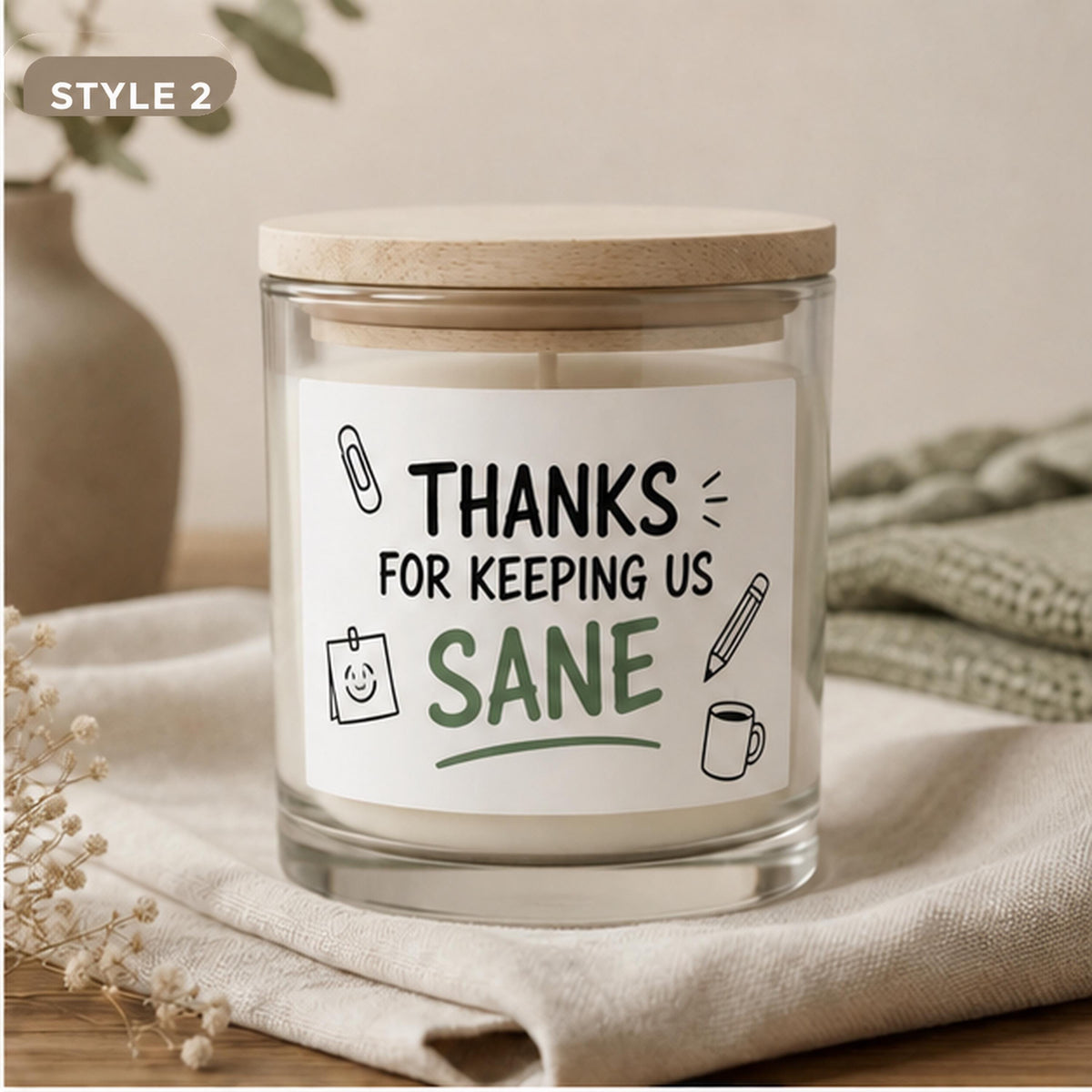 Style 2 funny boss candle with office doodles