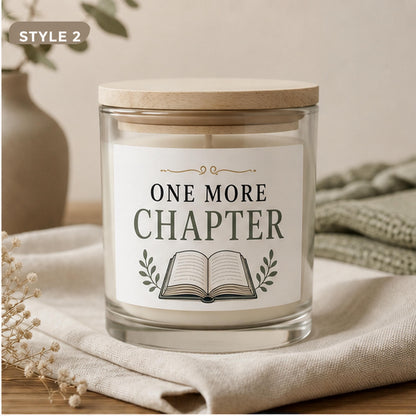 Style 2 One More Chapter candle with open book