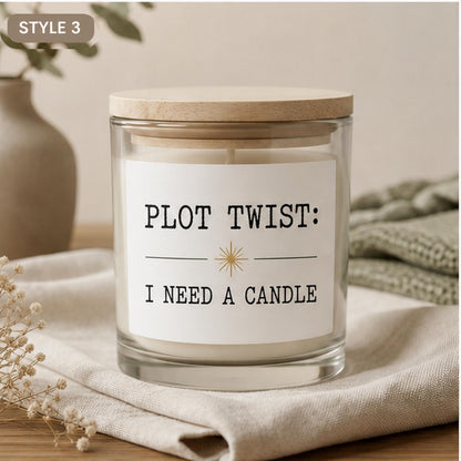 Style 3 Plot Twist candle for a writer