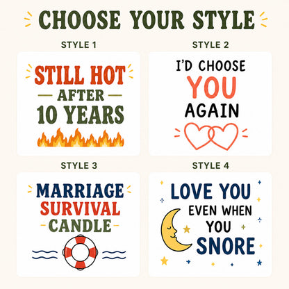 Choose your style guide with four funny anniversary designs