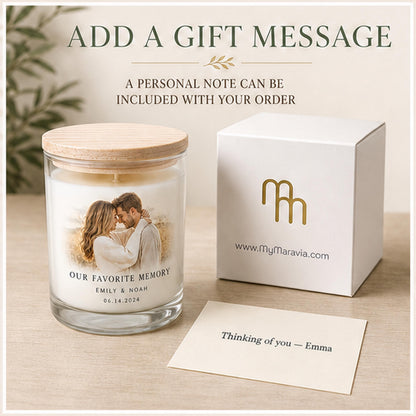 Optional gift message card for a personalized candle