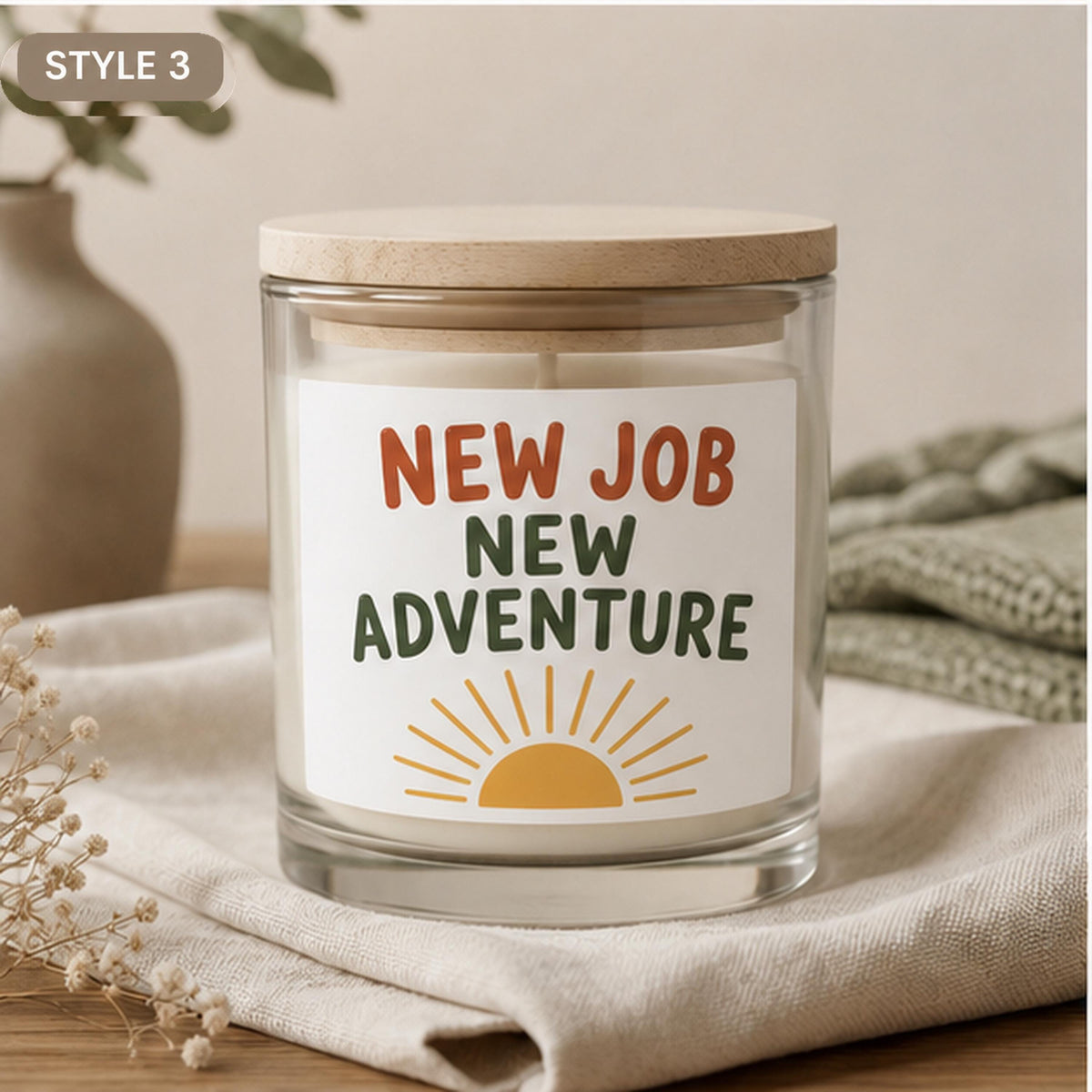 Style 3 New Job New Adventure candle