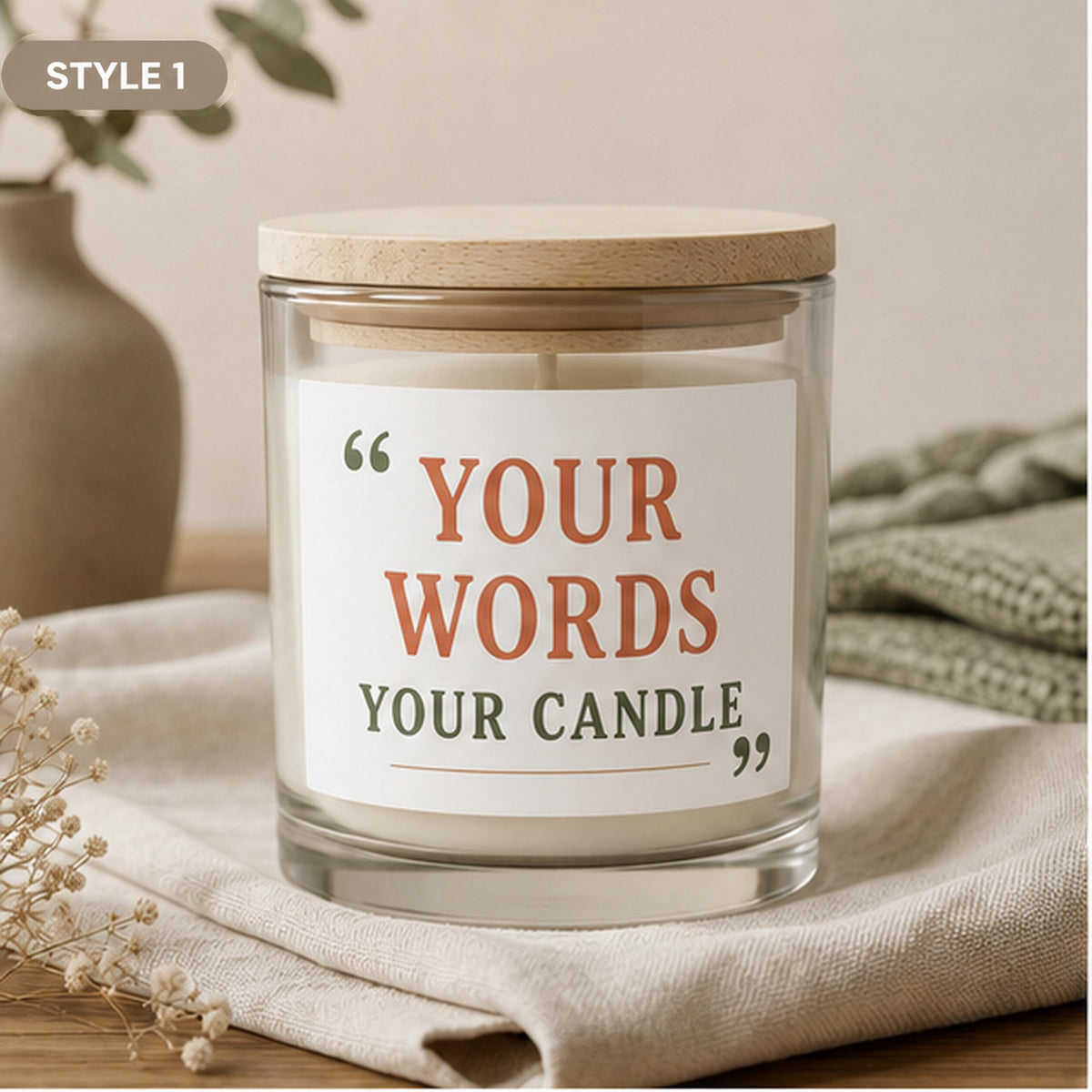 Style 1 custom message candle design