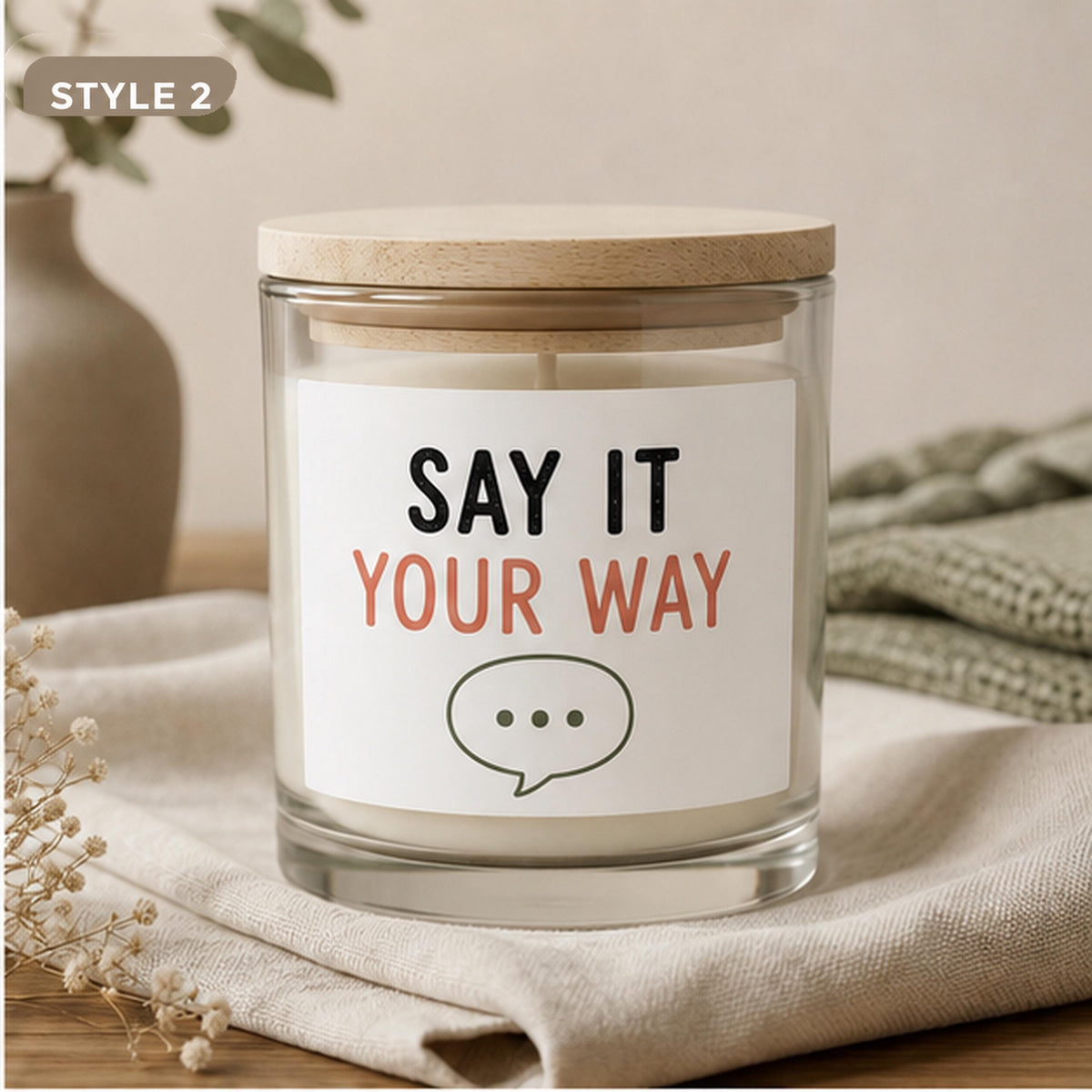 Style 2 custom message candle design