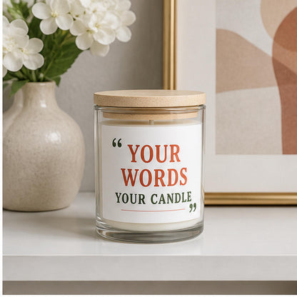 Custom text candle in an elegant gift scene