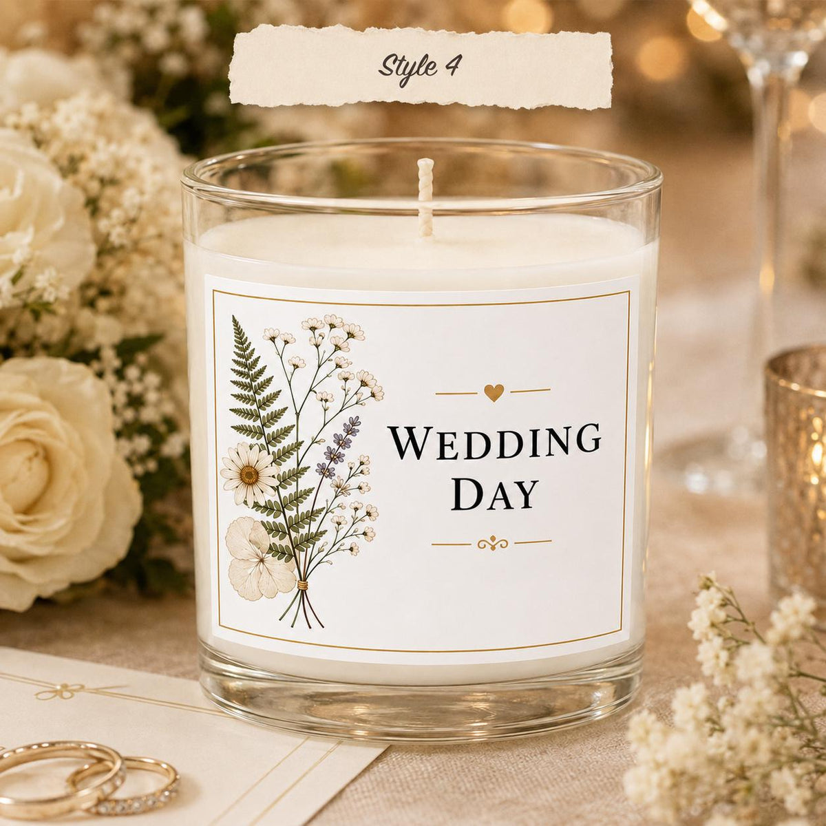 Personalized Wedding Keepsake Candle, Custom Couple Gift — Style 4