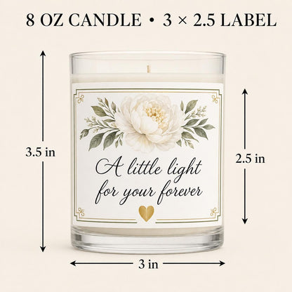 Personalized Wedding Keepsake Candle, Custom Couple Gift — candle-and-label heights dimension image