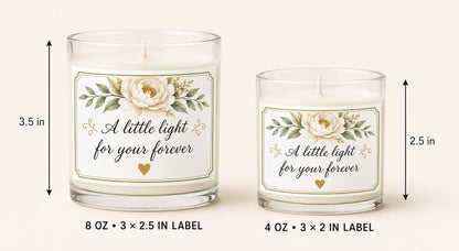 Personalized Wedding Keepsake Candle, Custom Couple Gift — 8oz/4oz comparison