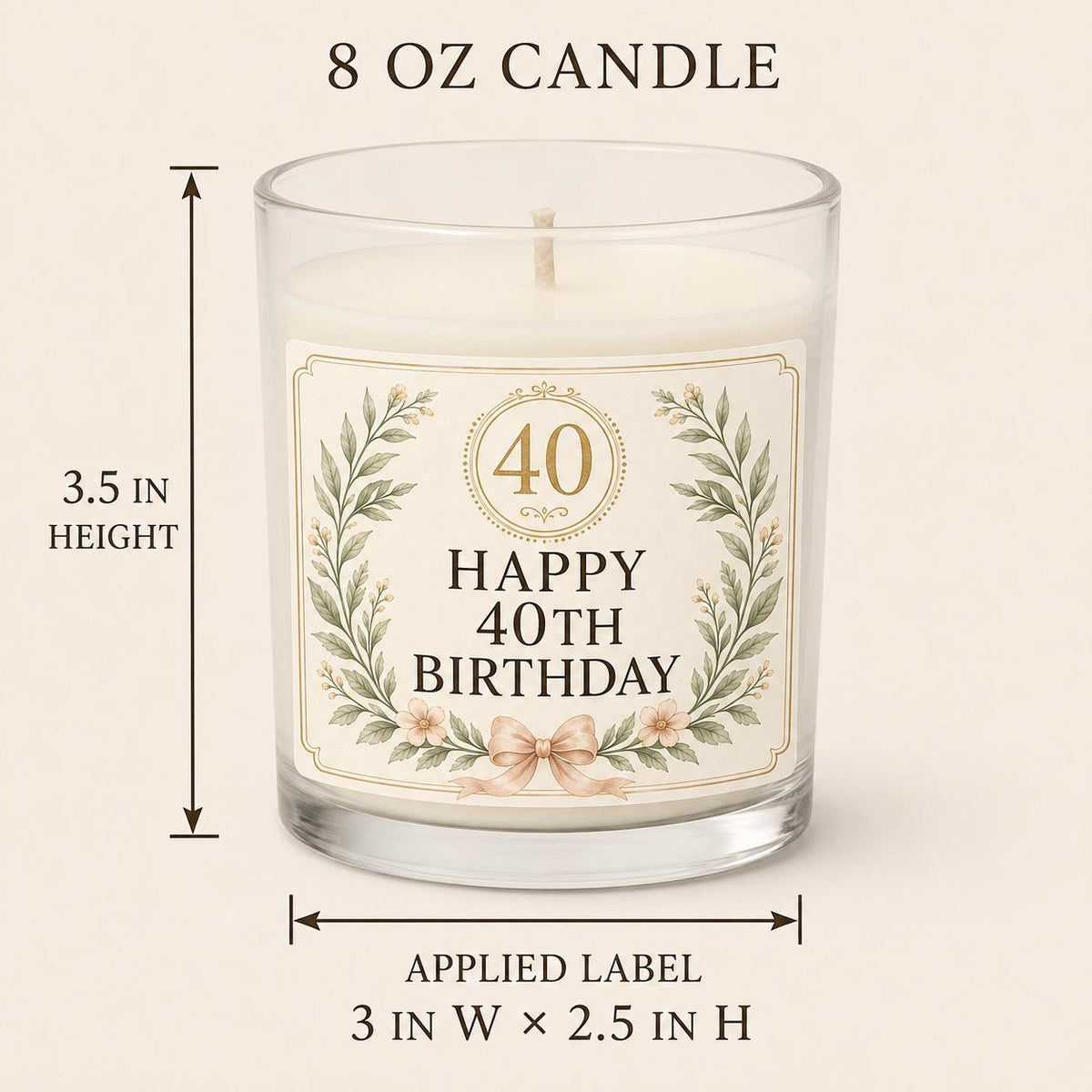 40th Birthday — candle-and-label heights dimension image