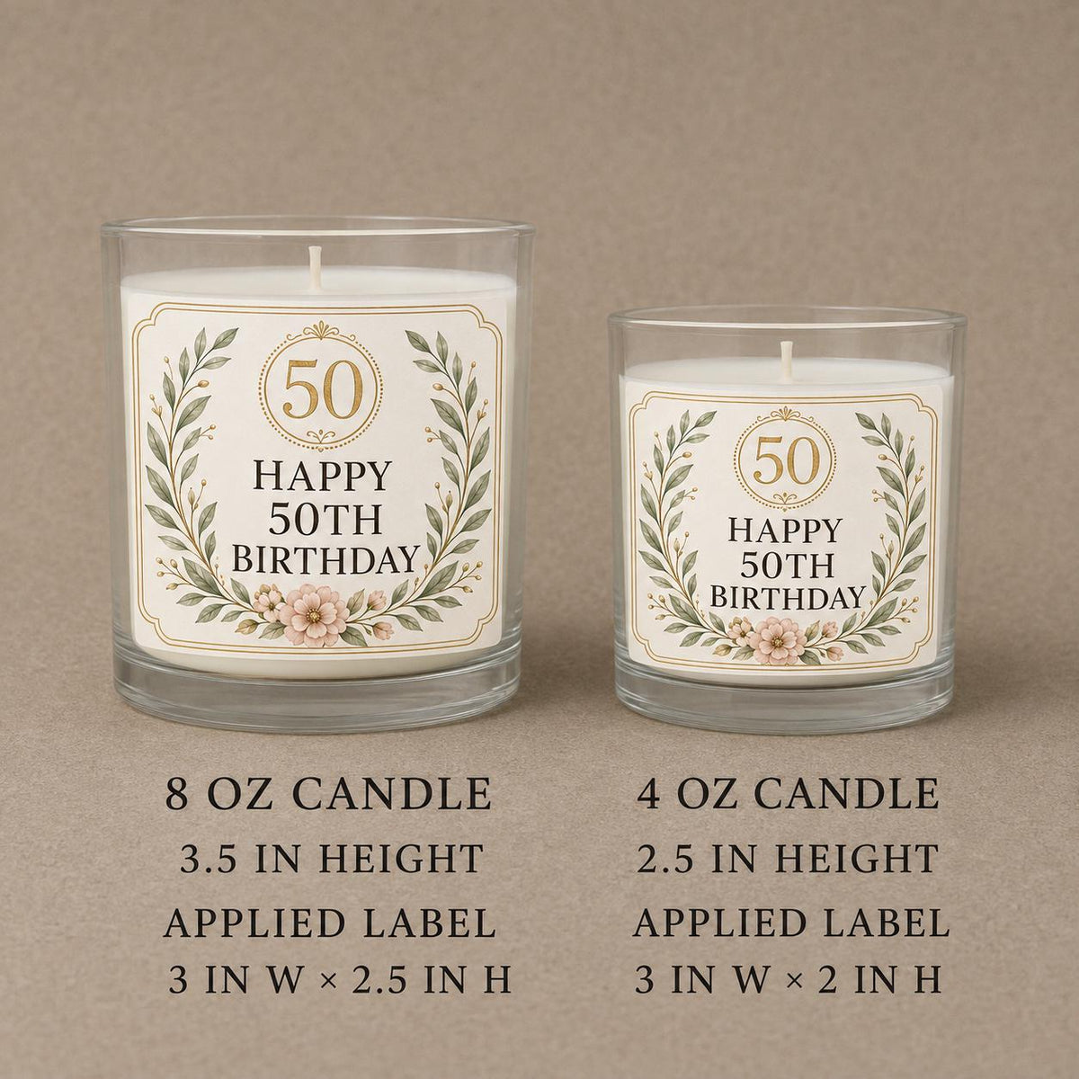 50th Birthday — 8oz/4oz comparison