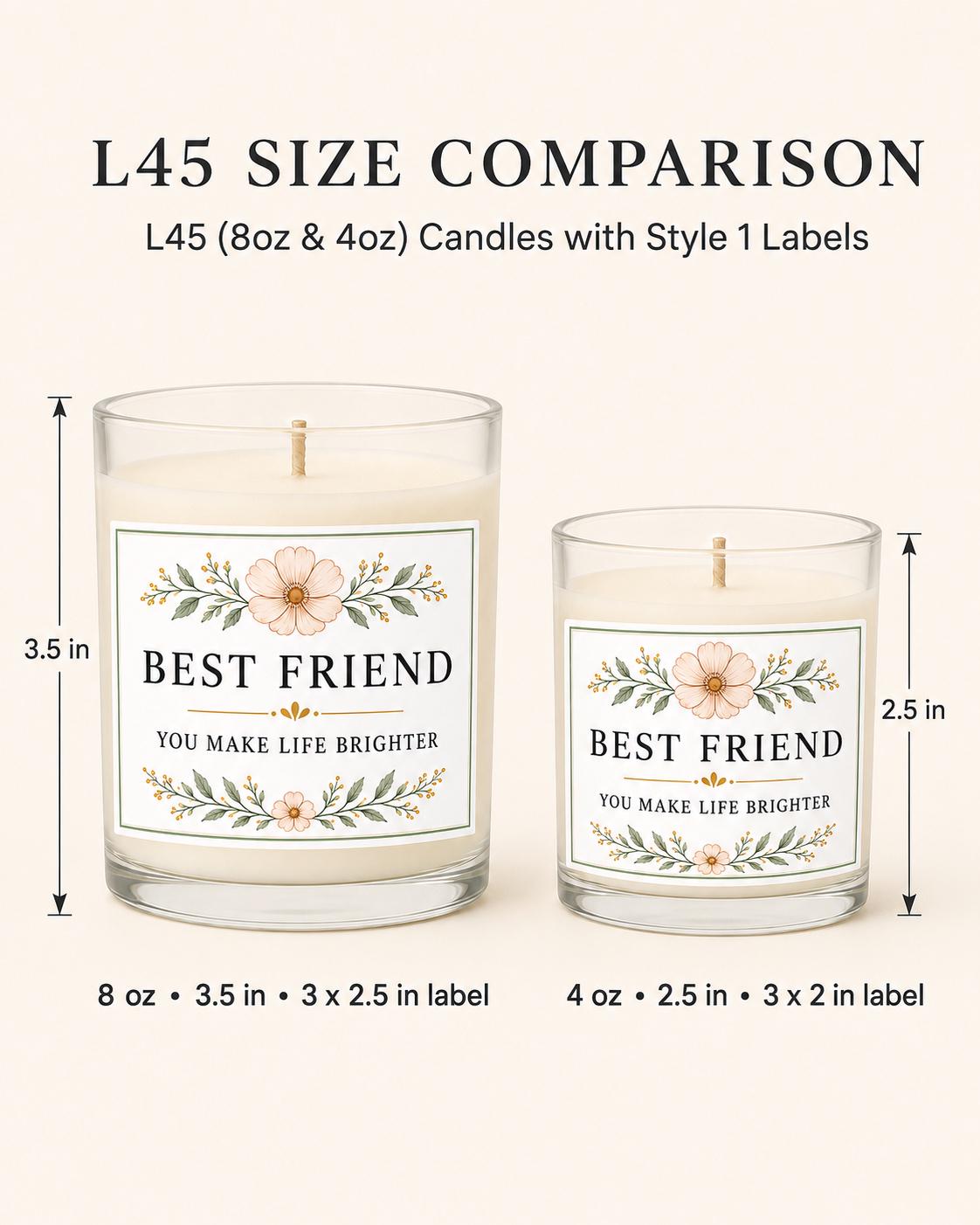 Best-Friend Appreciation Candle — 8oz/4oz comparison