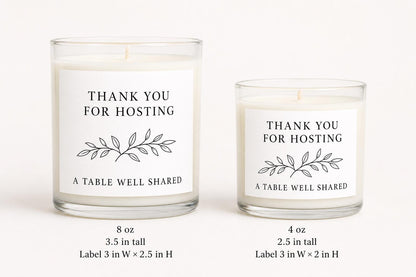 Dinner Party Hostess Thank-You Candle — 8oz/4oz comparison