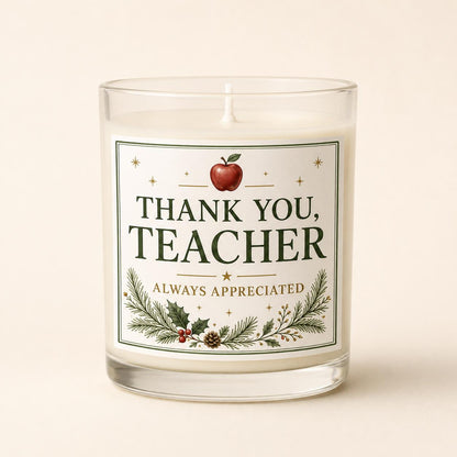 Christmas teacher gift candle — buyable catalog