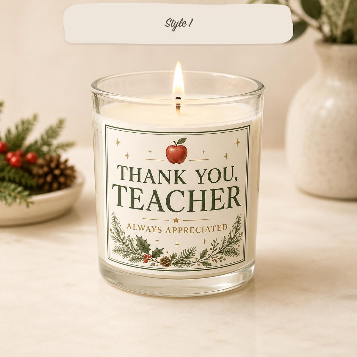 Christmas teacher gift candle — Style 1