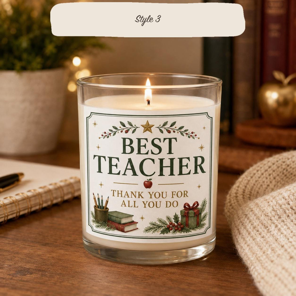 Christmas teacher gift candle — Style 3