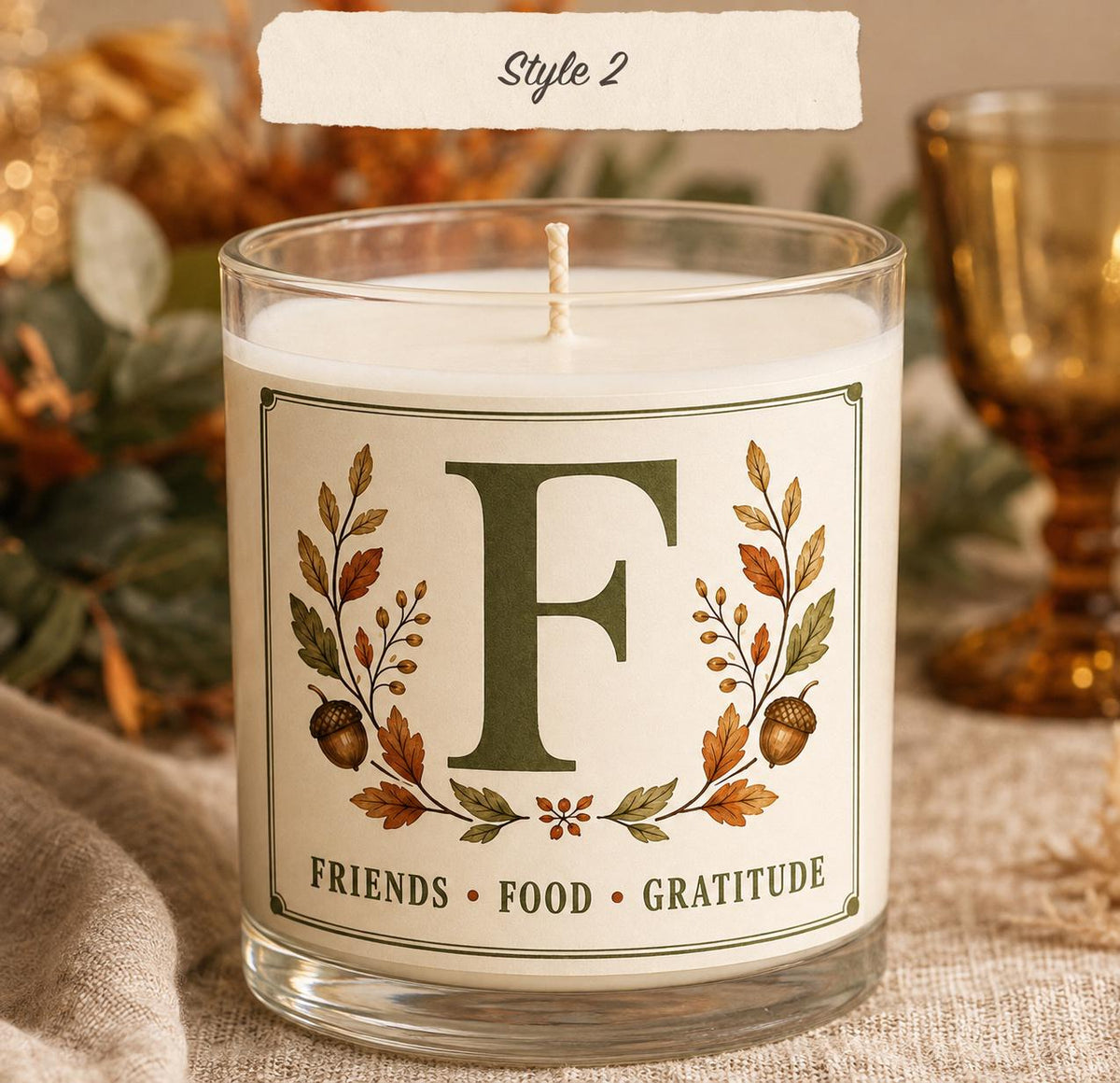 Friendsgiving hostess candle — Style 2