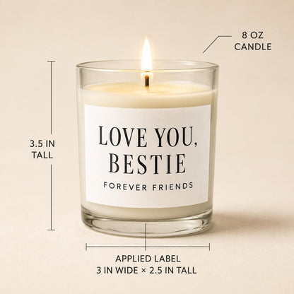 Galentine’s Day best-friend candle — candle-and-label heights dimension image