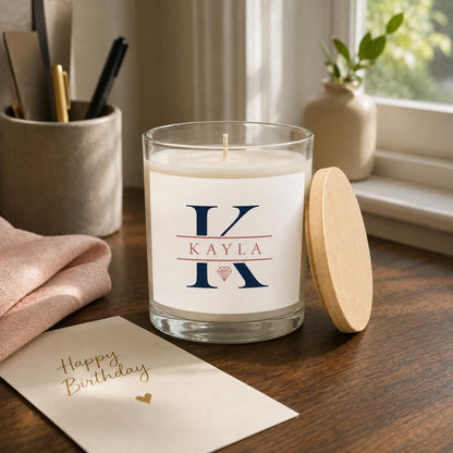 Personalized birth flower candle: staged 2