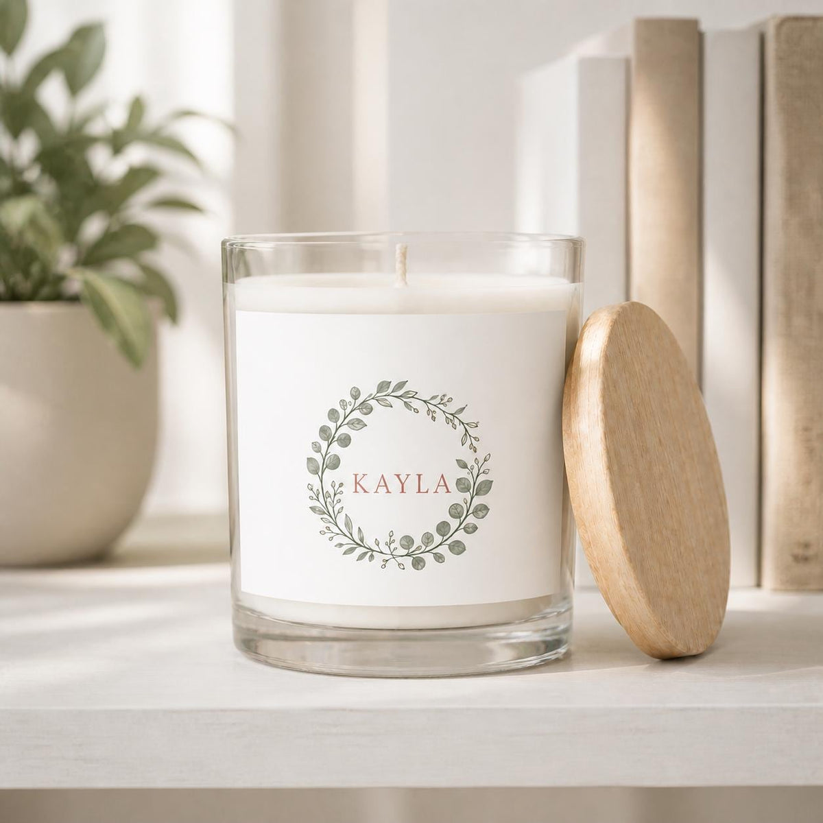 Personalized birth flower candle: staged 3