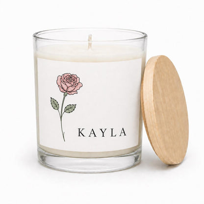 Personalized birth flower candle: buyable catalog