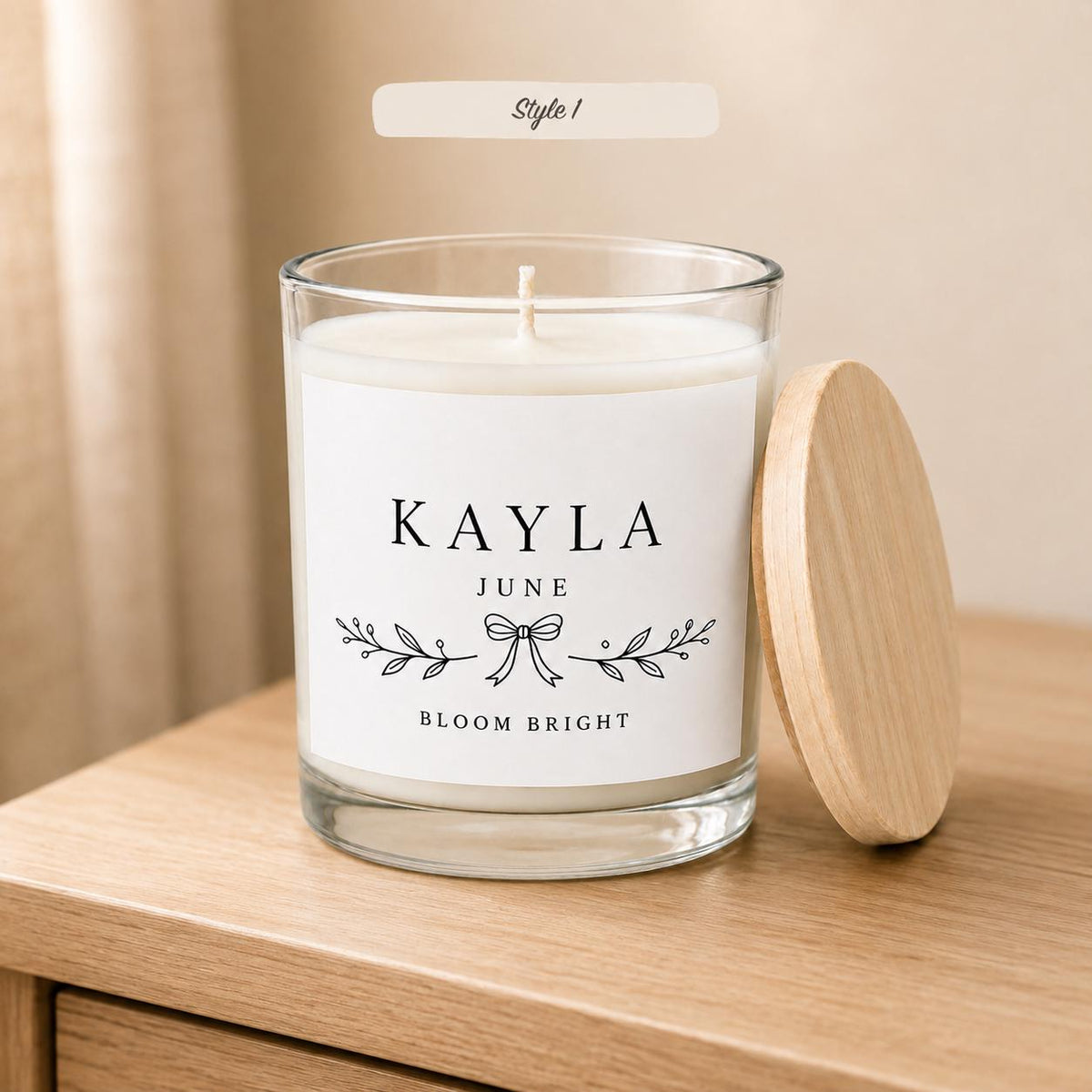 Personalized birth flower candle: style 1